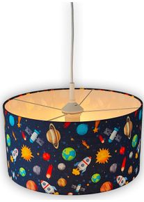 Niermann Pendelleuchte "Stoff-Pendelleuchte Weltall, Kinderlampe", bunt (multi color), 1, &Oslash; 35cm H: 17cm, 1 Stk., Leuchten, Lampenschirm aus Stoff, Kinderzimmer, Pendelleuchte