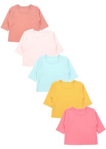 Langarmshirt TUPTAM "Shirt Baby M&auml;dchen Langarmshirt 5er Set", M&auml;dchen, Gr. 68, rot (pink_rostbraun_blau_pink_gelb), Obermaterial: 100% Baumwolle CO., Shirts Langarmshirt