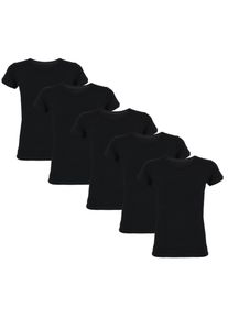 Unterhemd TUPTAM "Unterhemd Kinder Jungen Unterhemd Kurzarm 5er Pack", M&auml;dchen, Gr. 116, N-Gr, schwarz, Obermaterial: 95% Baumwolle CO. 5% Elasthan EL., Unterhemden Unterhemd