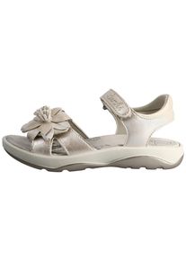 Sandale Lurchi "Flora", M&auml;dchen, Gr. 34, platin, Lederimitat, gl&auml;nzend, festlich, Schuhe Sandale, Sandalette mit Blumenverzierung, Gr&ouml;&szlig;enschablone zum Download
