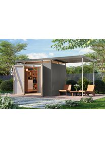 Ger&auml;tehaus Karibu "Titanium 3 SET mit Anbaudach", graualuminium, Ger&auml;teh&auml;user, Metall, Ger&auml;tehaus
