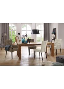 Esszimmerstuhl Home Affaire "Queen", braun (braun, wenge), B:46cm H:93cm T:64cm, Polyester, St&uuml;hle, Esszimmerstuhl, Polsterstuhl mit Knopfheftung, 2er, 4er oder 6er Set