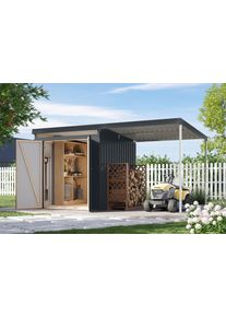 Ger&auml;tehaus Karibu "Argonium 2 SET mit Anbaudach", anthrazit, Ger&auml;teh&auml;user, Metall, Ger&auml;tehaus