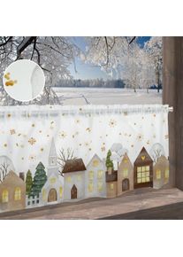 Scheibengardine OTTO HOME "Noel" Gr. 3, grau (wei&szlig;, neutral), B:90cm H:45cm, Polyester, Polyester, Gardinen, Scheibengardine