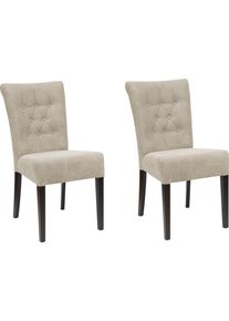 Esszimmerstuhl Home Affaire "Queen", beige (creme, wenge), B:46cm H:93cm T:64cm, Polyester, St&uuml;hle, Esszimmerstuhl, Polsterstuhl mit Knopfheftung, 2er, 4er oder 6er Set