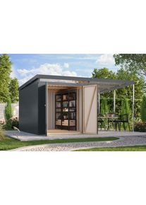 Ger&auml;tehaus Karibu "Argonium 2,5 SET mit Anbaudach", anthrazit, Ger&auml;teh&auml;user, Metall, Ger&auml;tehaus