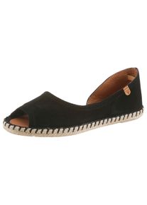 Espadrille VERBENAS "CRUZ SERRAJE", Damen, Gr. 42, schwarz, Veloursleder, unifarben, Schuhe Espadrille, Sommerschuh, Flat, Slipper, Ballerina in asymmetrischem Look