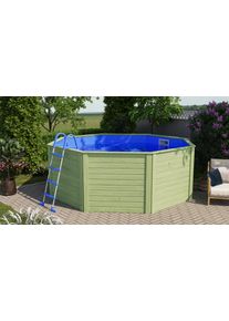 Achteckpool Karibu "0X L 324 x B 324 x H 121 cm", braun, B:324cm H:121cm L:324cm &Oslash;:347cm, Schwimmbecken, Achteckpool, kesseldruckimpr&auml;gniert