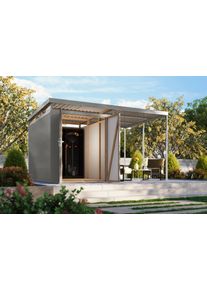 Ger&auml;tehaus Karibu "Titanium 2,5 SET mit Anbaudach", graualuminium, Ger&auml;teh&auml;user, Metall, Ger&auml;tehaus