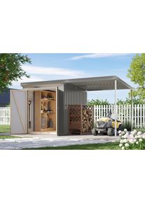 Ger&auml;tehaus Karibu "Argonium 2 SET mit Anbaudach", graualuminium, Ger&auml;teh&auml;user, Metall, Ger&auml;tehaus