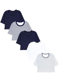 Langarmshirt TUPTAM "Shirt Baby Jungen Langarmshirt 5er Pack", M&auml;dchen, Gr. 92, blau (blau grau streifen uni mix), Obermaterial: 100% Baumwolle CO., Shirts Langarmshirt