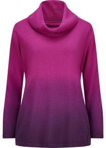 Dames Pullover met rolkraag in lang model, met kleurverloop magenta/druif Maat 46