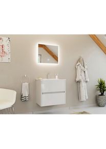 Mid.you , Wei&szlig; Hochglanz , Holzwerkstoff , 2 Schublade(n),2 Schublade(n) Schubladen , 60 cm , h&auml;ngend , Badezimmer, Badm&ouml;bel-Sets & -Serien, Badm&ouml;bel-Sets