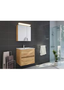 Mid.you , Eichefarben , Holzwerkstoff , 2 Schublade(n),2 Schublade(n) Schubladen , 60 cm , h&auml;ngend , Badezimmer, Badm&ouml;bel-Sets & -Serien, Badm&ouml;bel-Sets