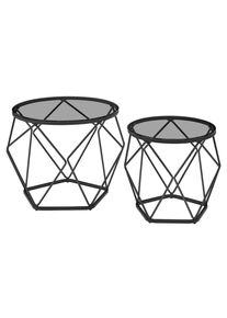 Mid.you , Schwarz , Metall, Glas , rund , 50x39.8x50 cm , Wohnzimmer, Wohnzimmertische, Couchtische, Couchtische Metall