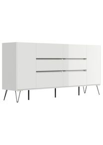 P & B , Wei&szlig; Hochglanz , Holzwerkstoff , 6 Schublade(n) Schubladen , 199x93.6x42 cm , stehend , Kleinm&ouml;bel, Kommoden, Sideboards