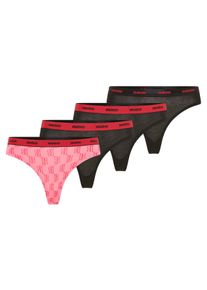 String HUGO UNDERWEAR "TRIPLET THONG DESIGN", Damen, Gr. XXL, 3 Stk., medium pink 660, Jersey, Obermaterial: 95% Baumwolle, 5% Elasthan, Unterhosen String, wiederholendes Logo am Bund