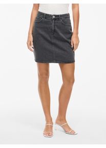 Jeansrock Vila "VIKAJA JAF LBD DENIM SKIRT- NOOS", Damen, Gr. 38, grau (grau denim), Denim/Jeans, Obermaterial: 99% Baumwolle, 1% Elasthan, unifarben, figurbetont kurz, R&ouml;cke Jeansrock