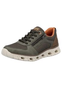 Sneaker RIEKER SPORT, Herren, Gr. 45, gr&uuml;n (oliv, braun), Lederimitat, Textil, Schuhe Sneaker, Schn&uuml;rschuh, Freizeitschuh, Halbschuh mit Rei&szlig;verschluss
