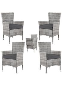 Casaria Polyrattan Gartenstuhl 4er-Set Grau/Anthrazit stapelbar