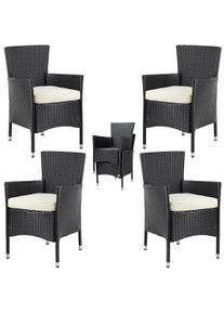 Casaria Polyrattan Gartenstuhl 4er-Set Schwarz/Creme stapelbar