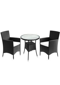 Casaria Polyrattan Balkonset 3-tlg inkl Sitzauflagen