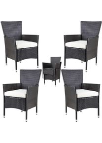 Casaria Polyrattan Gartenstuhl 4er-Set Braun/Creme stapelbar