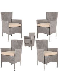 Casaria Polyrattan Gartenstuhl 4er-Set Creme/Beige stapelbar