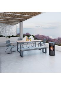 Gartengarnitur Helen Grau Metall/Polywood/Outdoorstoff