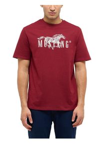 T-Shirt Mustang "Austin-Logoprint", Herren, Gr. M, cabernet, Jersey, Obermaterial: 100% Baumwolle, bedruckt, normal normal, Rundhals, Shirts T-Shirt, Regular fit