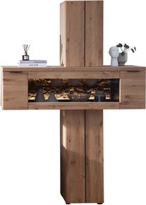 Stauraumvitrine Innostyle "Donna Stauraum-S&auml;ule, 140x203x42 (BxHxT)", wildeiche bianco, anthrazit, B:140cm H:203cm T:42cm, ABS-Kunststoff, Aluminium, Glas, Holzwerkstoff, Massivholz, Metall, Schr&auml;nke, Stauraumvitrine, Beleuchtung bestellbar, 2 t&uuml;rig, Echtkork Absetzung, L/R verwendbar