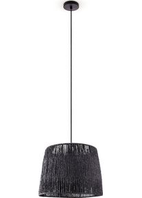 Paco Home Pendelleuchte "Hugo Amadeo", schwarz (schwazr schwrz), &Oslash; 35cm H: 26cm, Leuchten, Wohnzimmer Esszimmer Rattan Optik Boho Lampenschirm Papier, Pendelleuchte