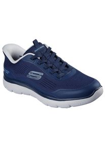 Slip-On Sneaker Skechers "SUMMITS-LEYTER", Herren, Gr. 39, blau (navy, blau), Synthetik, Textil, Schuhe Slip-On Sneaker, Slipper, Schn&uuml;rschuh mit Handsfree Slip-Ins Funktion