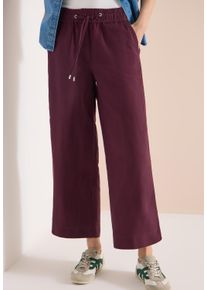 Stoffhose Cecil "Style Neele", Damen, Gr. L (42), L&auml;nge 30, rot (rich burgundy), Web, Obermaterial: 55% Leinen, 45% Viskose. Futter: 100% Baumwolle, unifarben, loose fit lang, Hosen Stoffhose, mit Gummizug und aus Leinen-Viskose-Mix