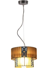 N&auml;ve N&Auml;VE Pendelleuchte "Pori", braun, 1, &Oslash; 30cm H: 120cm, 1 Stk., Leuchten, Farbe cappuccino mit Bl&uuml;tenornament in grau, 1x E27 exkl. max. 60 W, Pendelleuchte