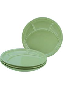 Fondueteller Creatable "Universal Gr&uuml;n, Fondueteller 4-tlg", gr&uuml;n, &Oslash;:27cm, Porzellan, Speiseteller, Fondueteller, Teller Set, Spezielle Bodenkonstruktion