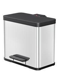 M&uuml;lleimer Hailo "&Ouml;ko duo Plus L", schwarz (edelstahlfarben, schwarz), B:47cm H:43cm T:34cm, Metall, M&uuml;lleimer, M&uuml;lleimer, 26 l, Stahlblech o. Edelstahl, Kunststoff Inneneimer, Made in Germany