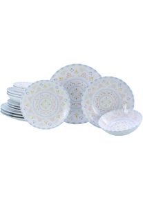 Teller-Set Creatable "Primavera Pastell, Teller Set 16-tlg.", bunt, 16, Steinzeug, Geschirr-Sets, Teller-Set, Vollfl&auml;chig dekoriert, Schmetterlingsmotive, Zarte Pastellt&ouml;ne