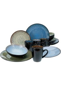 Kombiservice Creatable "Bali", bunt (mehrfarbig), 16 Stk., Steinzeug, Geschirr-Sets, Kombiservice, Reaktivglasur, jedes St&uuml;ck ein Unikat
