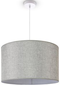 Paco Home Pendelleuchte "HUGO CANVAS UNI COLOR", grau (grau wei&szlig;), &Oslash; 45,5cm H: 27cm, Leuchten, Wohnzimmer Stoff Lampenschirm Skandinavisch Uni Pendelleuchte Modern, Pendelleuchte