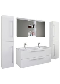 Mid.you , Wei&szlig; , Holzwerkstoff , 4 F&auml;cher , 2 Schublade(n),2 Schublade(n) Schubladen , 178 cm , h&auml;ngend , Badezimmer, Badm&ouml;bel-Sets & -Serien, Badm&ouml;bel-Sets