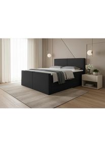 Livetastic , Schwarz , Textil , H3 , 180x200 cm , gepolstertes Kopfteil, in verschiedenen Gr&ouml;&szlig;en erh&auml;ltlich, Bettkasten, Topper durchgehend , Schlafzimmer, Betten, Boxspringbetten