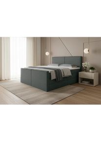 Livetastic , Grau , Textil , H3 , 180x200 cm , gepolstertes Kopfteil, in verschiedenen Gr&ouml;&szlig;en erh&auml;ltlich, Bettkasten, Topper durchgehend , Schlafzimmer, Betten, Boxspringbetten