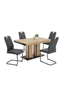 Mid.you , Anthrazit, Eiche Artisan , Metall, Textil, Holzwerkstoff , Holzoptik , l&auml;nglich , 140-220x76x90 cm , erweiterbar , Esszimmer, Essgruppen