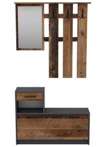 Garderobe ''Tamina'', Anthrazit/Dunkelbraun