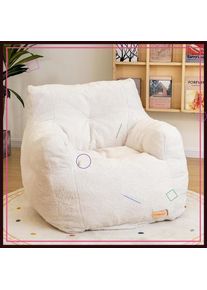 Memory Foam Bean Bag Chair, Fluffy Faux Fur Sofa for Living Room, Dorm, Apartment - White