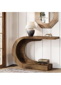 Tribesigns 43.3" Mid-Century Modern Console Table for Entryway, Wood C-Shaped Hallway Entry Accent Table for Living Room
