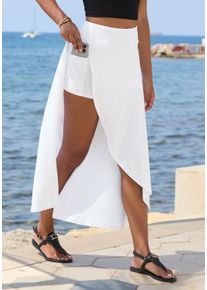 Maxirock Lascana, Damen, Gr. 44, wei&szlig;, Jersey, Obermaterial: 95% Viskose, 5% Elasthan, unifarben, figurumspielend kn&ouml;chellang, R&ouml;cke Maxirock, mit integrierter Radler Shorts, Topseller