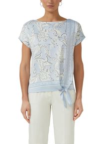 T-Shirt s.Oliver BLACK LABEL, Damen, Gr. 44, soft blau, Jersey, Obermaterial: 95% Viskose, 5% Elasthan, bedruckt, regular fit normal, U-Boot-Ausschnitt, Shirts T-Shirt, mit All-Over Print