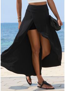 Maxirock Lascana, Damen, Gr. 46, schwarz, Jersey, Obermaterial: 95% Viskose, 5% Elasthan, unifarben, figurumspielend kn&ouml;chellang, R&ouml;cke Maxirock, mit integrierter Radler Shorts, Topseller